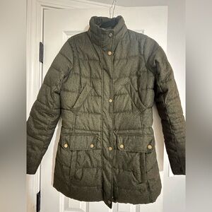 Barbour Green Quilted Puffer Coat with High Collar